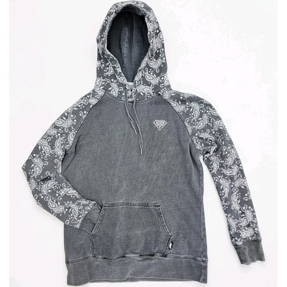 Hooey Tops - Hooey Hoodie Rope Like A Girl Paisley Women's Large Gray‎ Western Pullover Rodeo